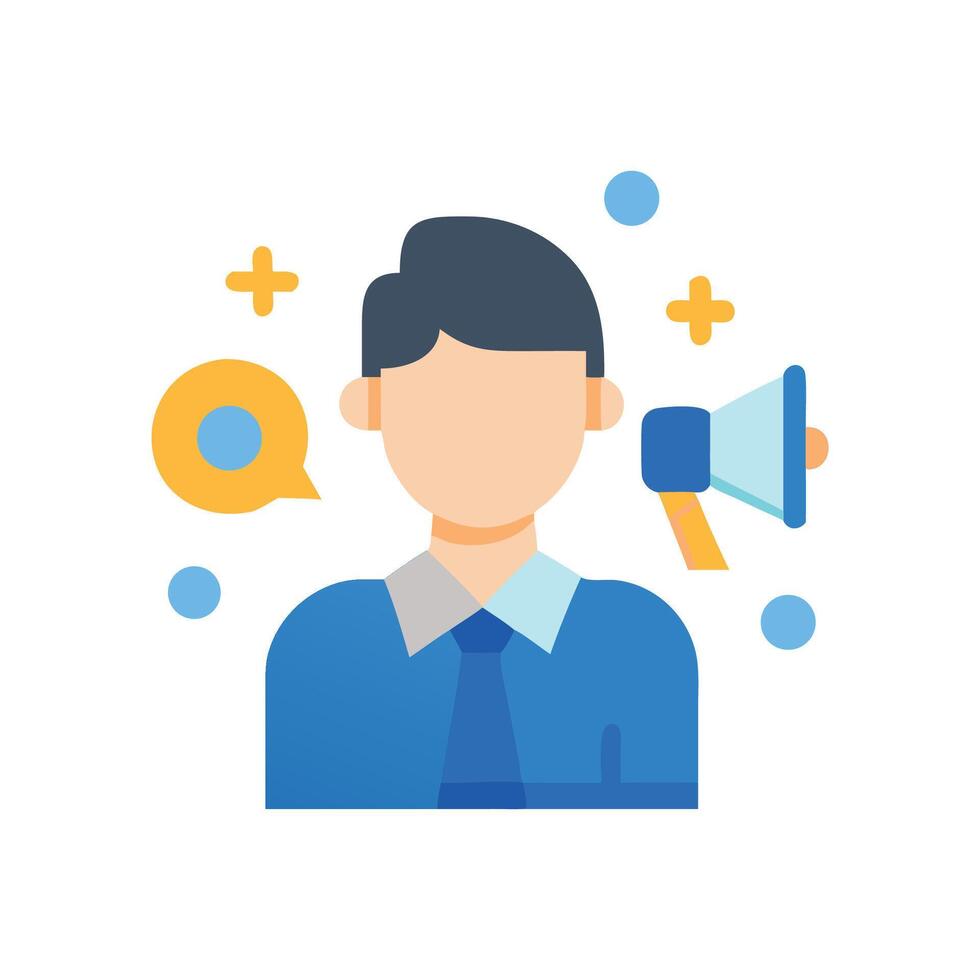 Marketing Spokesperson Illustration for Business Communication on black background vector