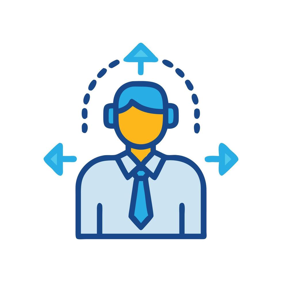 Customer service professional with direction decisions symbol illustration vector