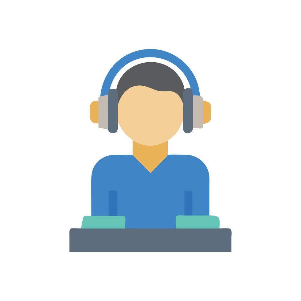 DJ Mixing Music with Headphones on Black Background vector