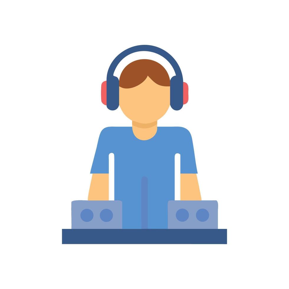 Modern Flat Style DJ Illustration for Music Promotion vector