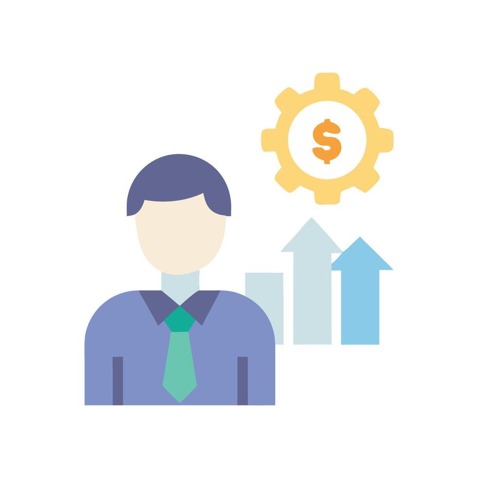 Financial strategy with cog, dollar sign, and growth charts vector