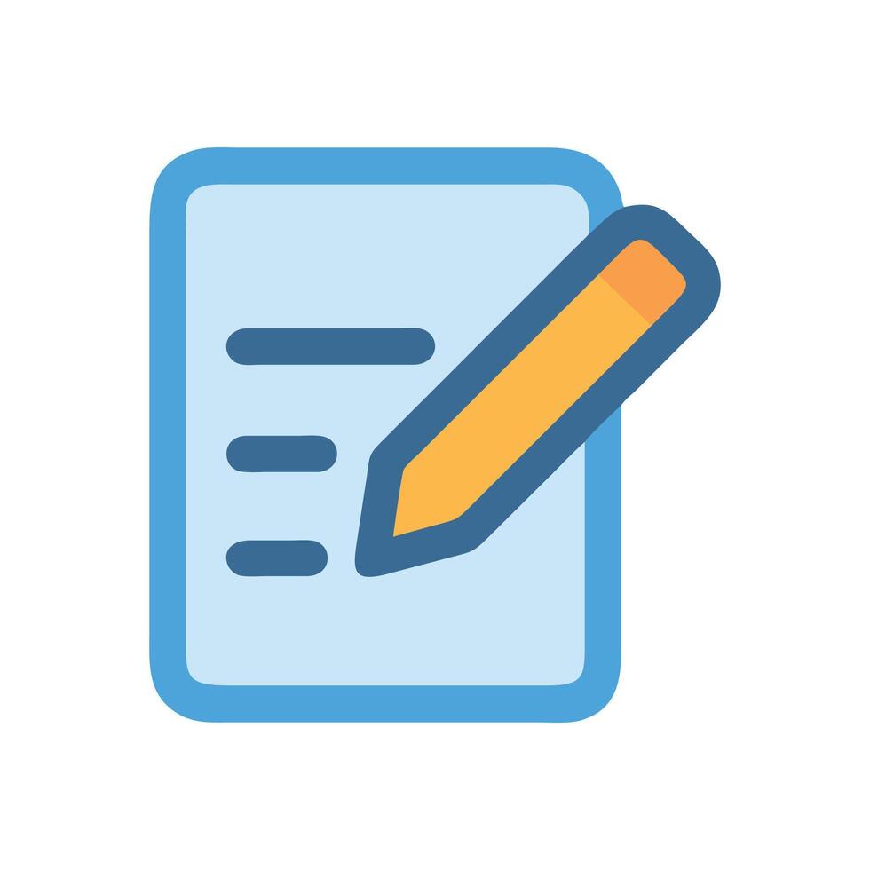 Document with Pencil, writing on page flat design vector