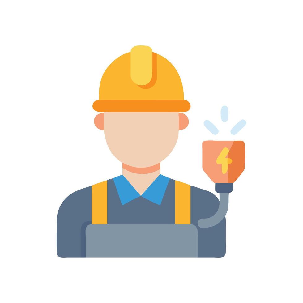 Electrician with Hard Hat and Sparking Wire Icon vector