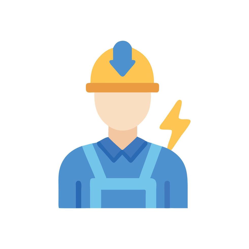 Electrician avatar with helmet, safety attire, and lightning vector