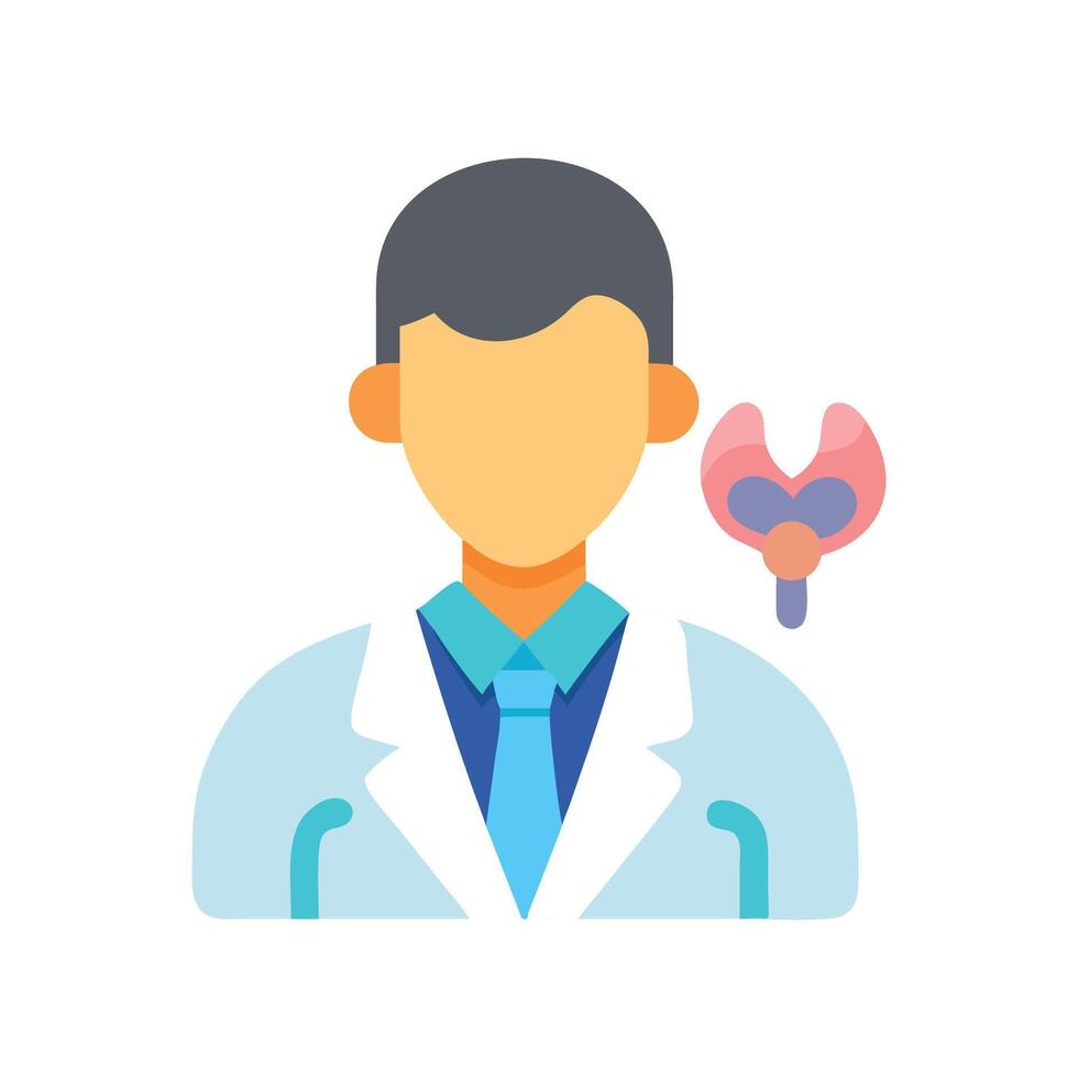 Endocrinologist Doctor with Thyroid Gland Illustration on Black vector