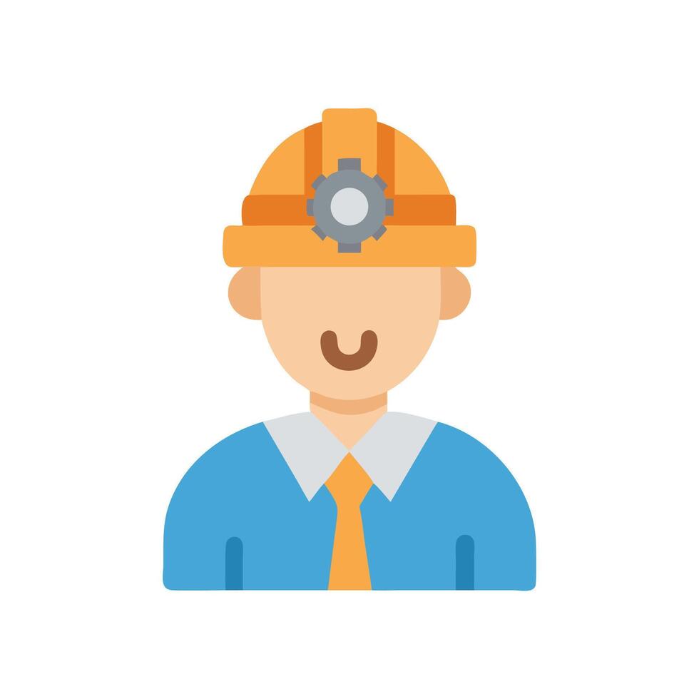 Cartoon Engineer Icon with Hard Hat and Gear vector