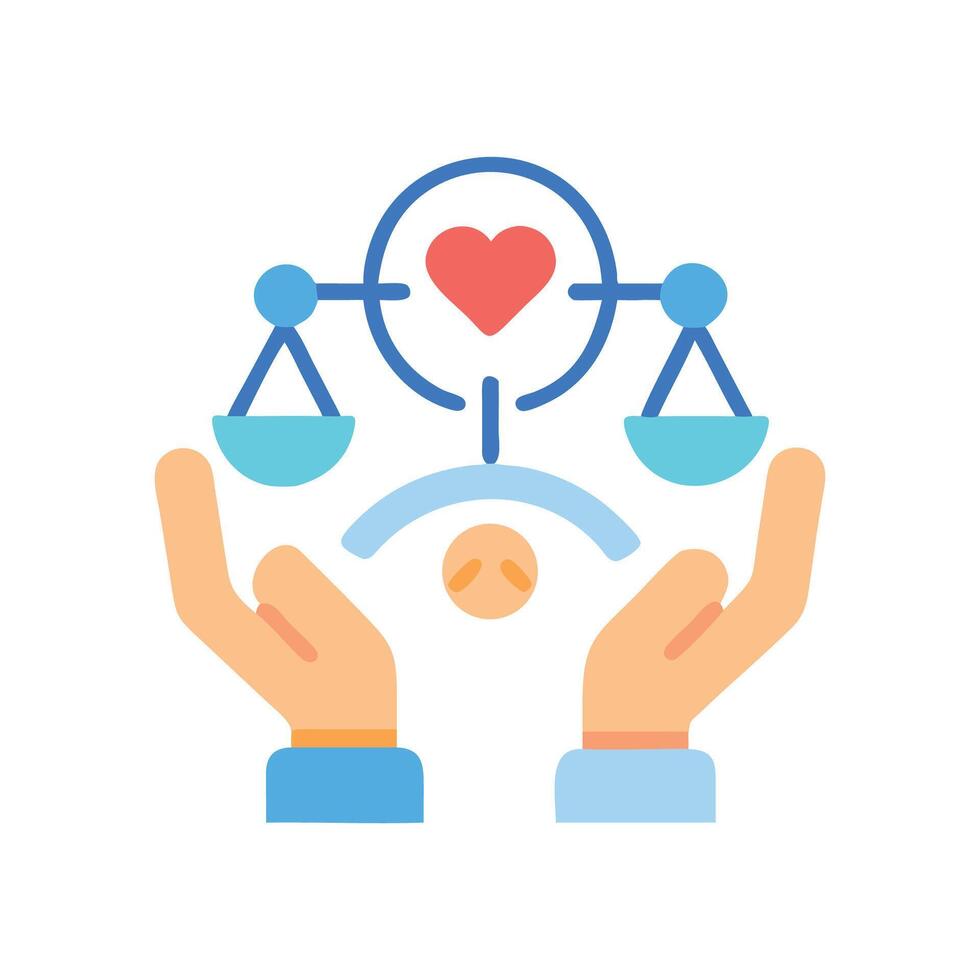 Balanced love and emotion between two hands illustration vector