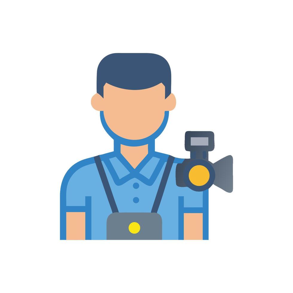 Photographer icon illustration with camera and equipment vector