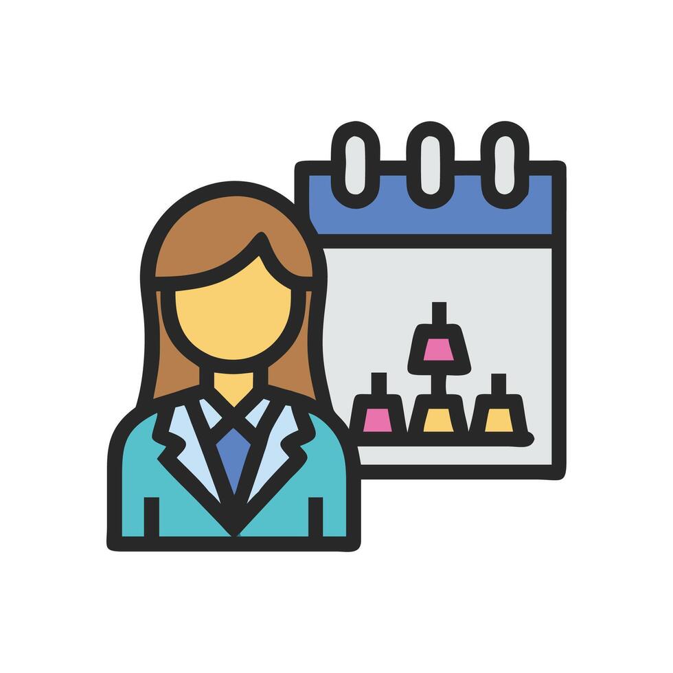 Businesswoman with Meeting Calendar for Planning and Scheduling vector