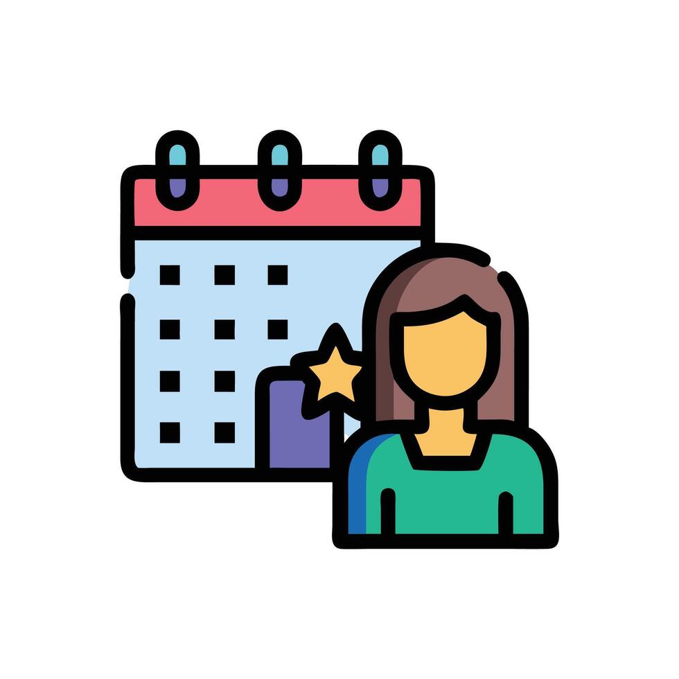 Appointment with Woman and Star Calendar Icon vector