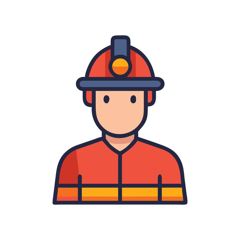 Cartoon Firefighter Graphic with Red Helmet, Isolated Icon vector