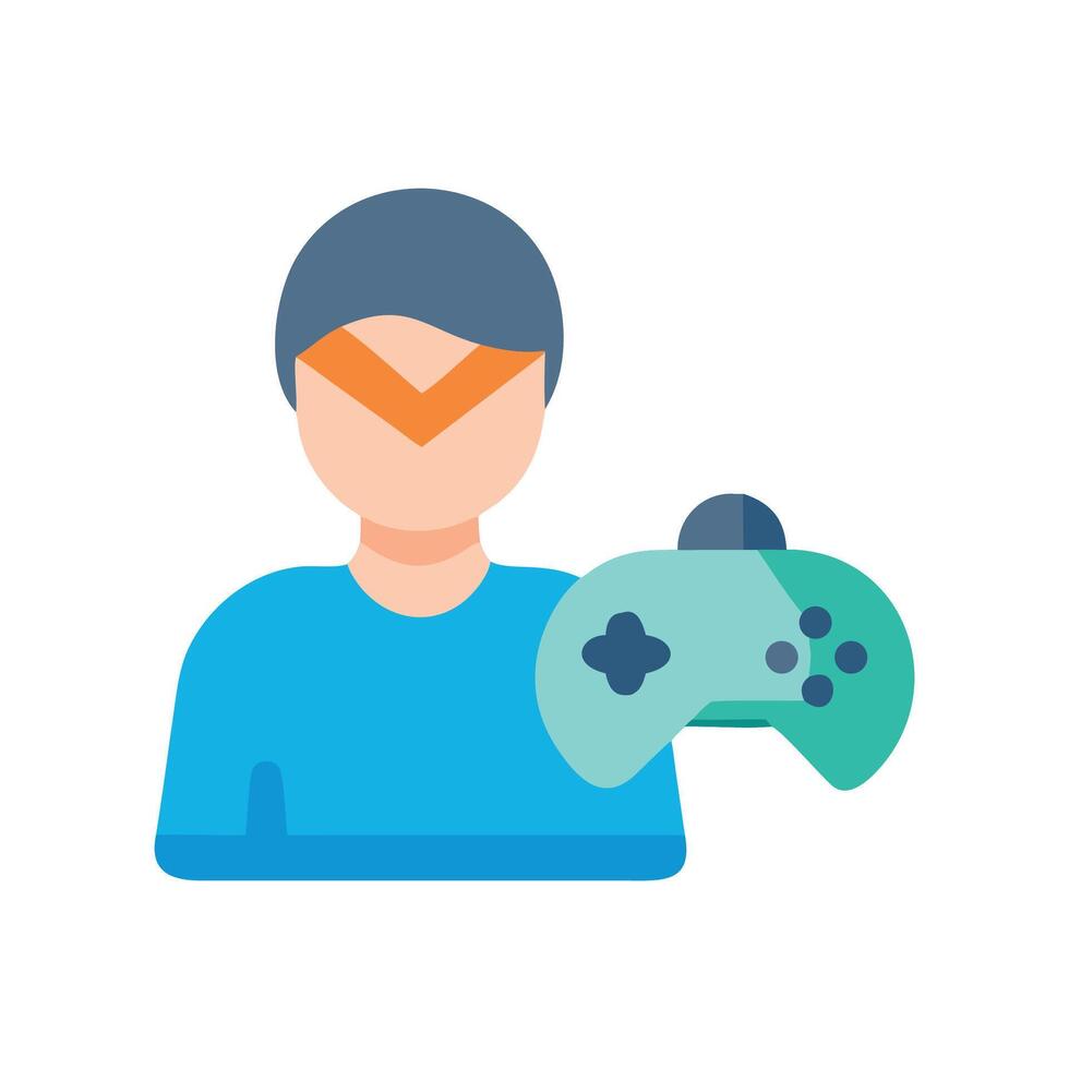 Cartoon gamer with gamepad playing game illustration vector