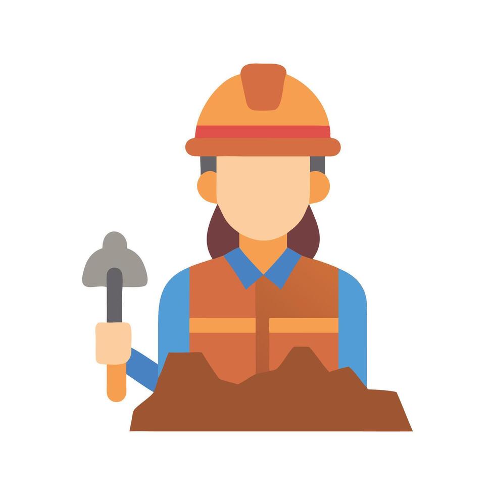 Female miner with pickaxe on black background image vector