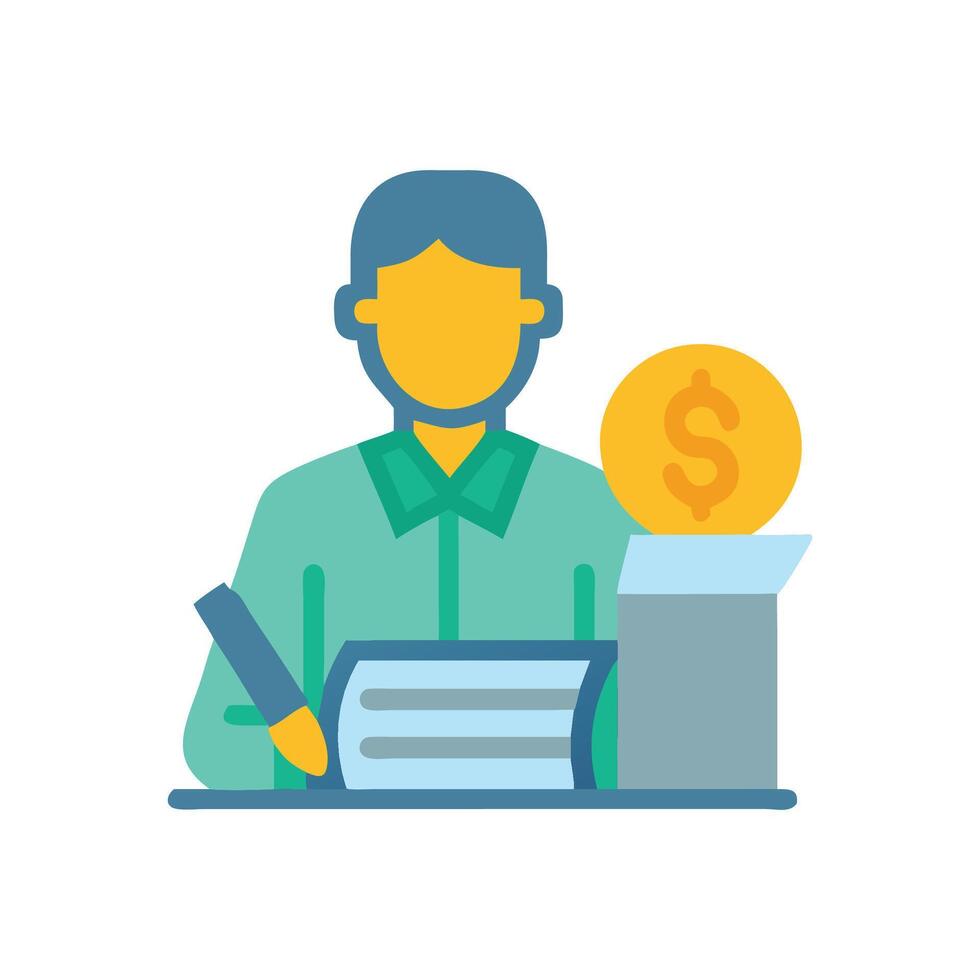 Accounting and Finance Icon with Document and Coin vector
