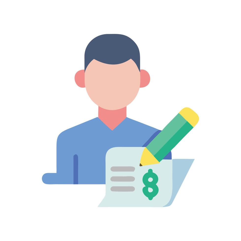 Man signing contract or writing check illustration vector