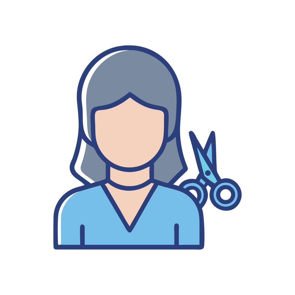 Stylist icon with scissors, professional hairdressing and salon vector
