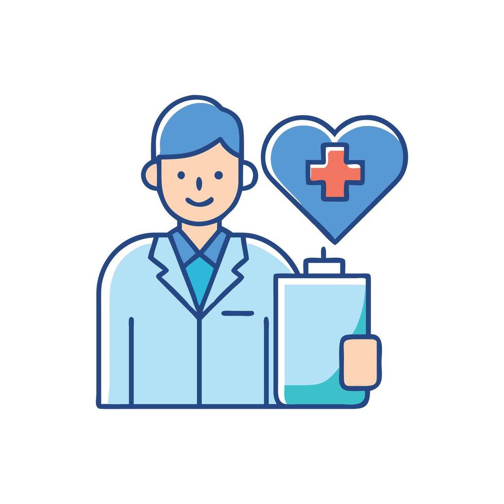 Cheerful Doctor With Heart Symbol Signifying Good Health vector
