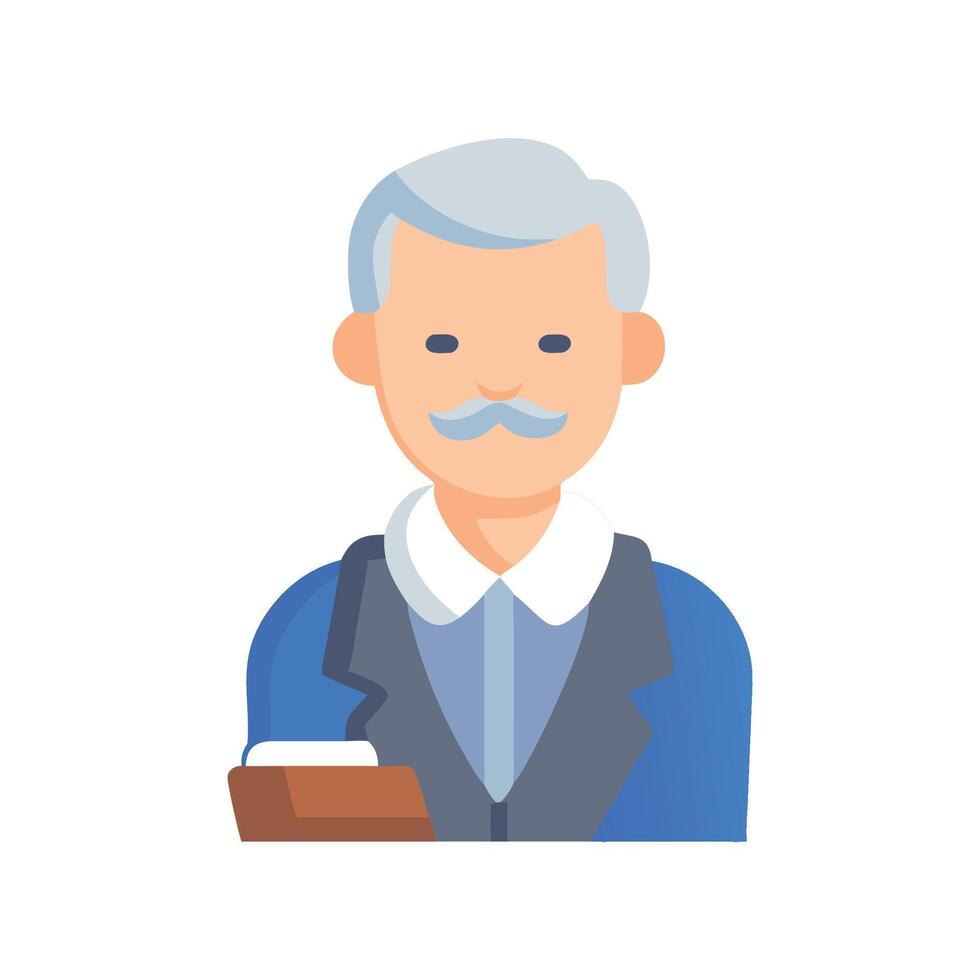 Senior gentleman avatar with suit and folder illustration vector