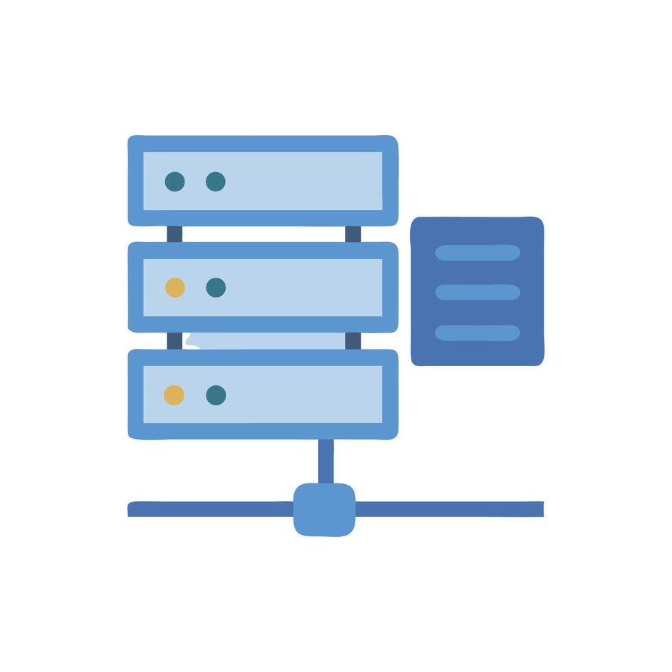 Stylized Server Rack with Configuration Details Illustration vector