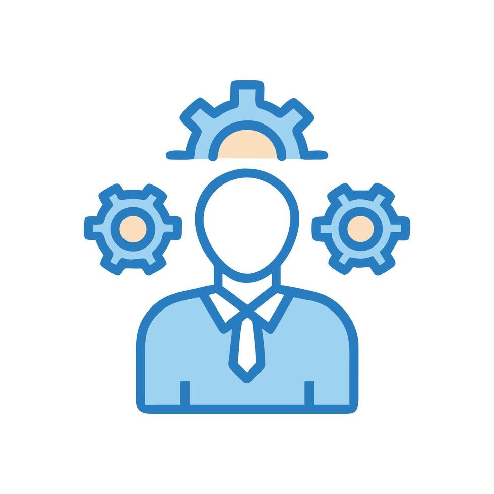 Business Person with Gears Automation, Efficiency, Productivity Concept vector