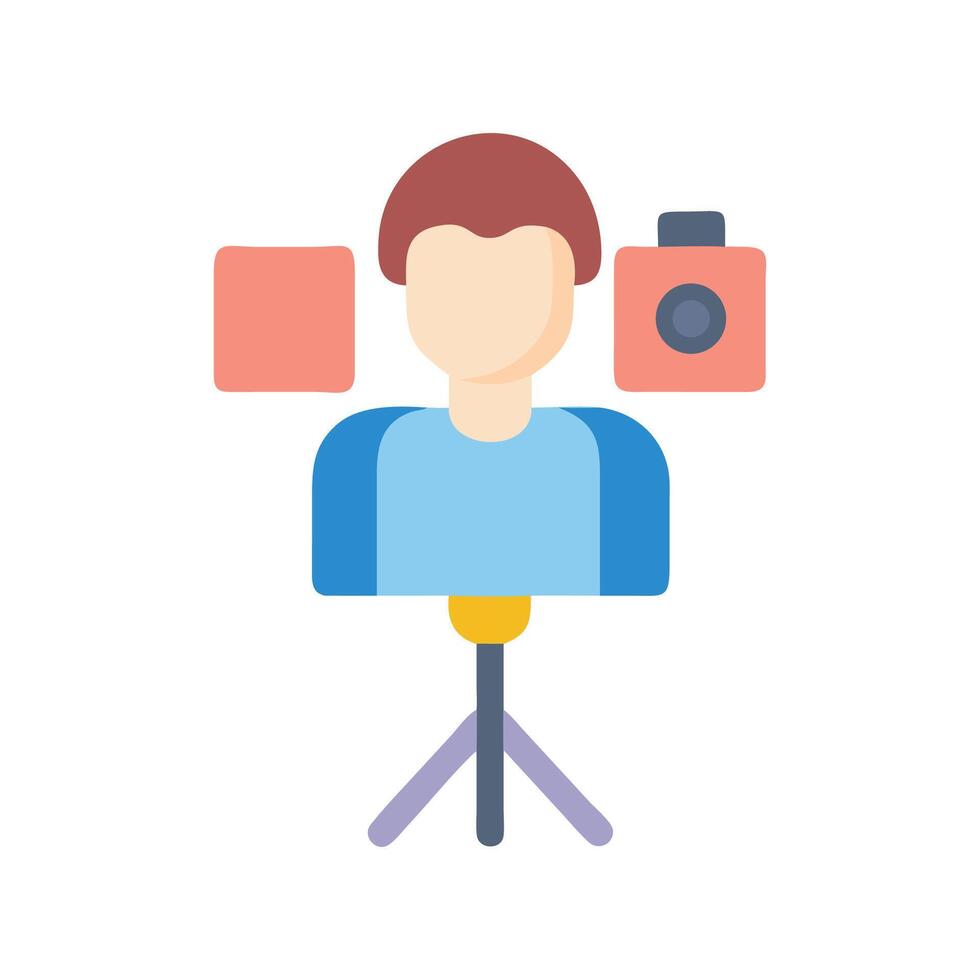 Flat Design Photographer with Studio Lights and Camera vector