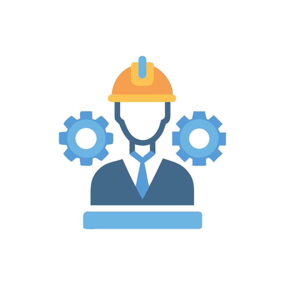 Engineer with gears icon on black background vector