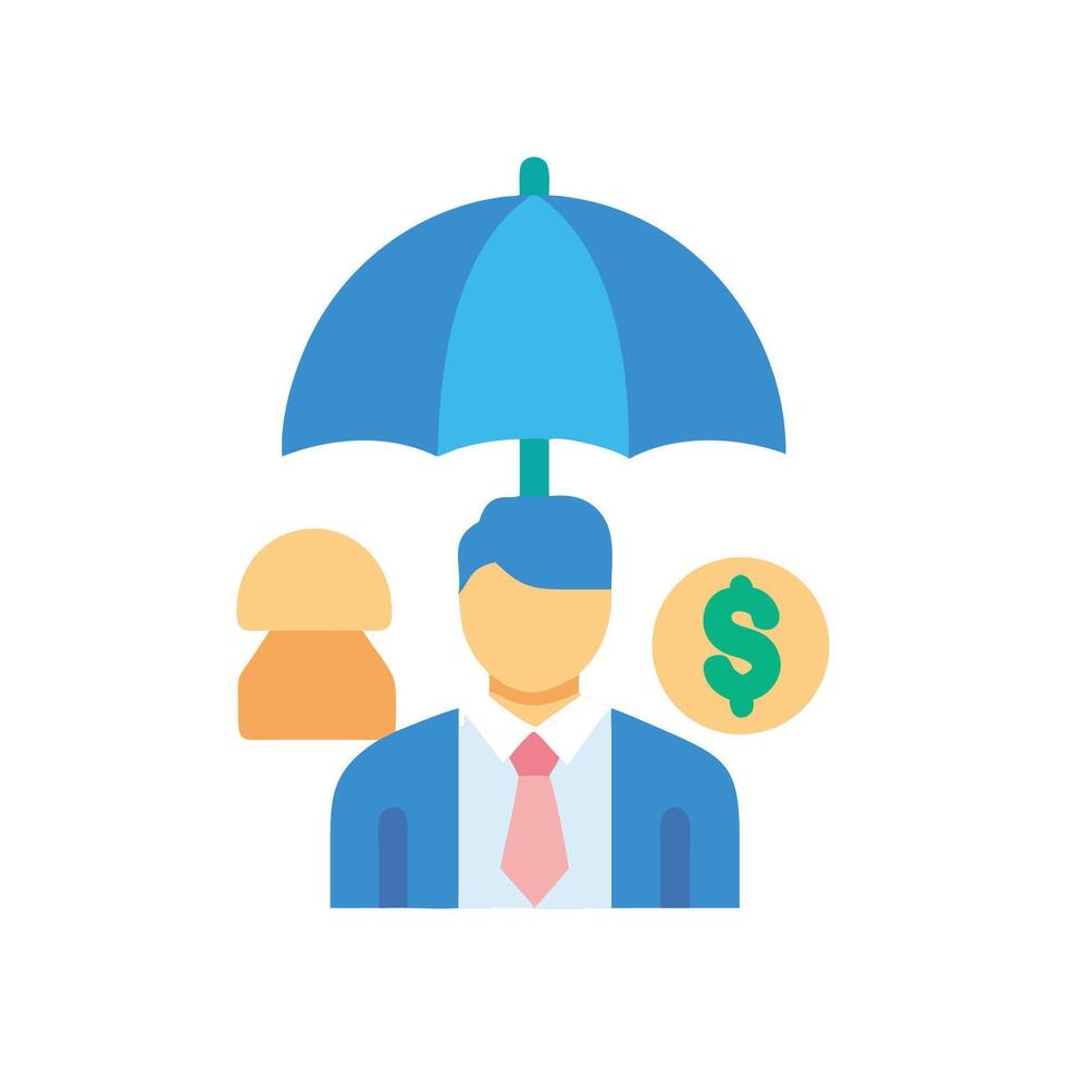 Financial Protection Illustration Umbrella Over People and Money vector