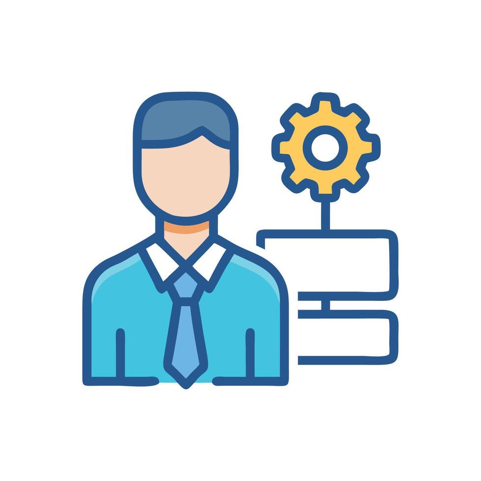 Businessman with server and gear icon concept vector