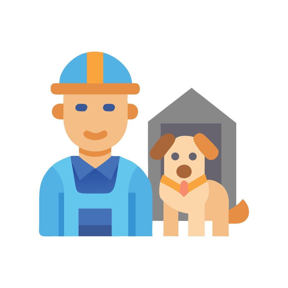 Worker, Dog, and Doghouse icon symbol illustration art vector