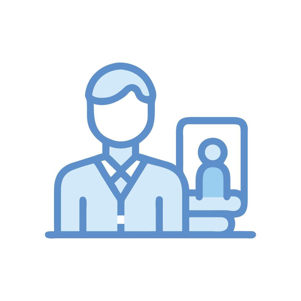 Online meeting icon, virtual conference with business man vector