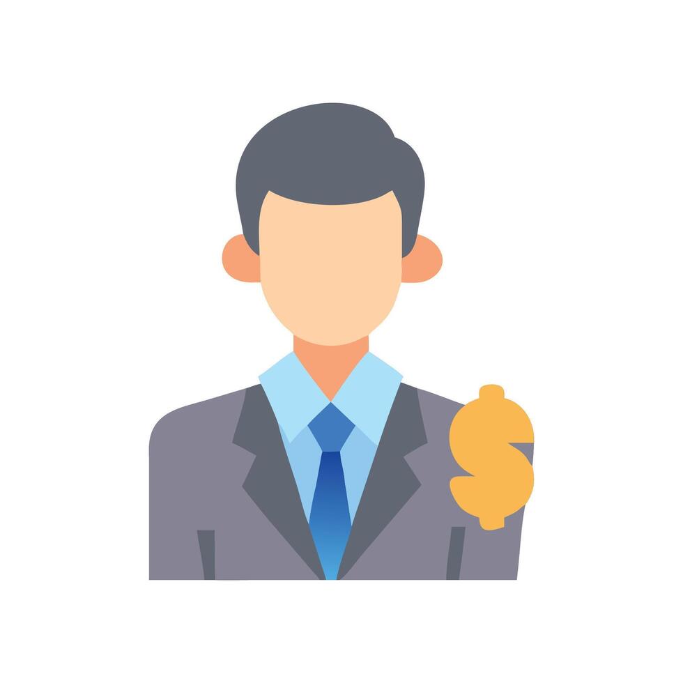 Flat icon of a businessman holding dollar sign vector