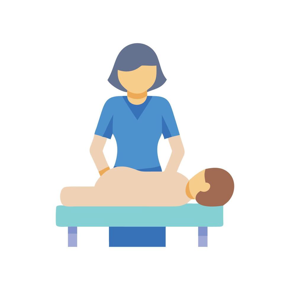 Flat illustration of a massage therapist working on patient vector