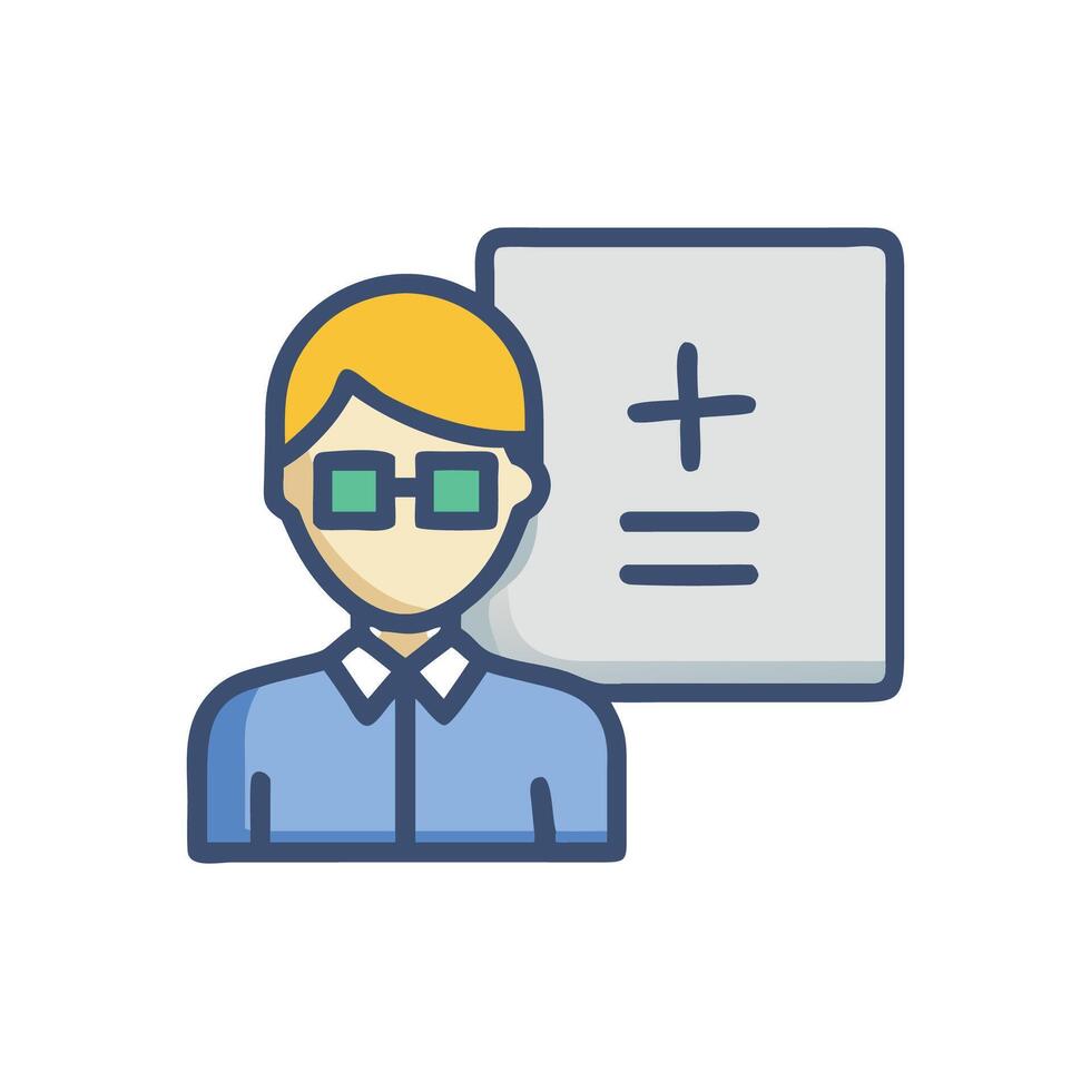 Teacher with Math sign on white board icon vector
