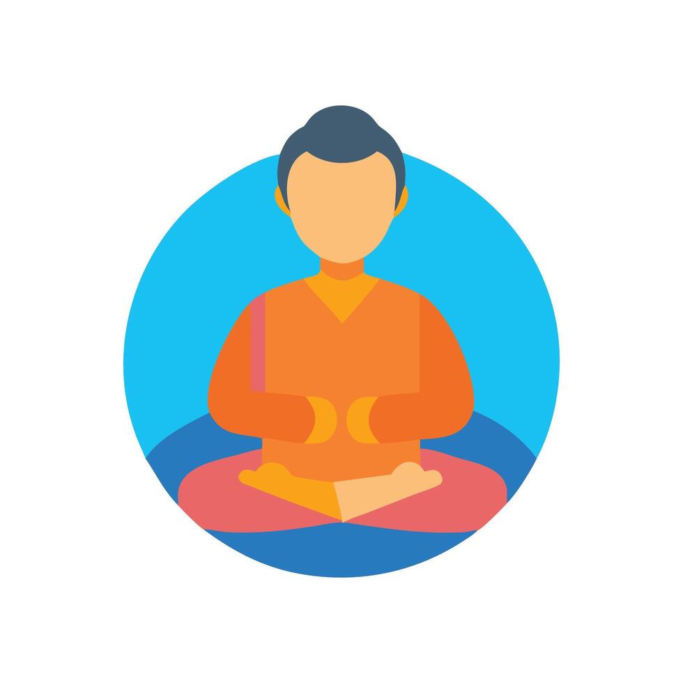 Meditating Monk Illustration Mindfulness, Buddhism, and Harmony vector