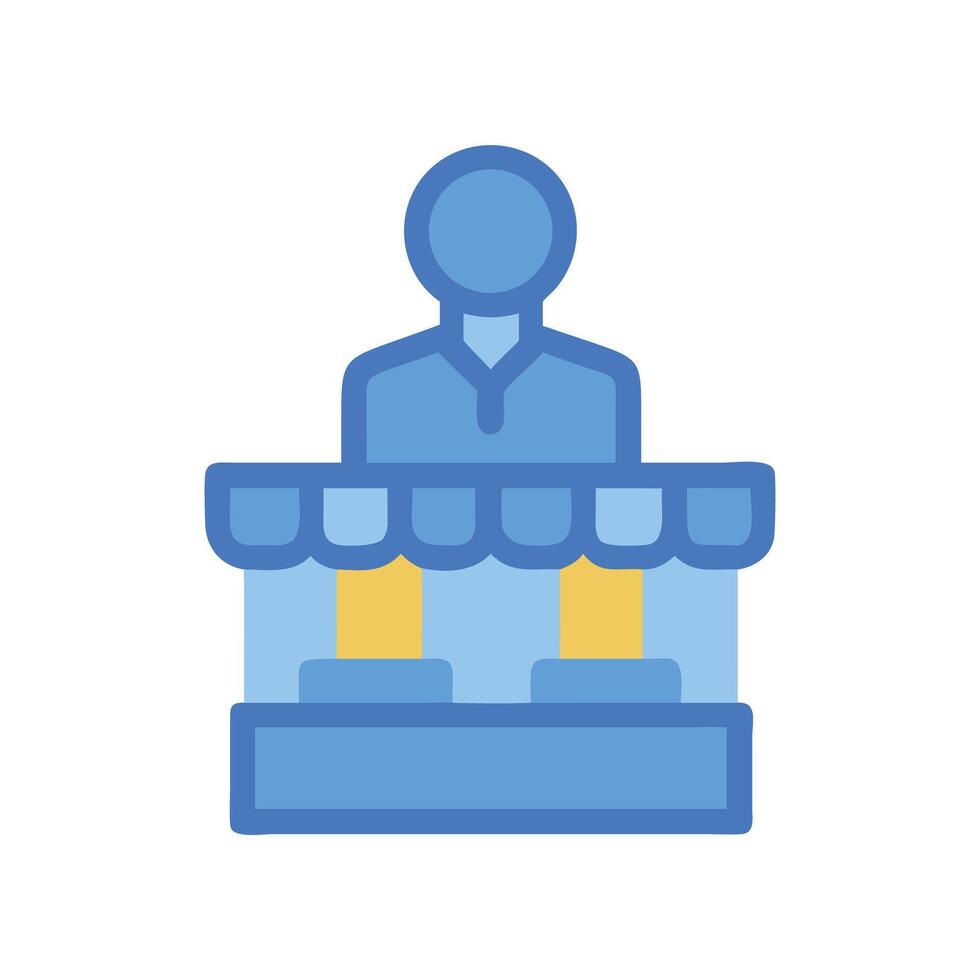 Blue Marketplace Stall Icon Illustration on Black Background vector