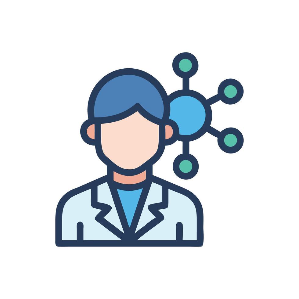 Scientist icon with molecule, science and medical concept vector
