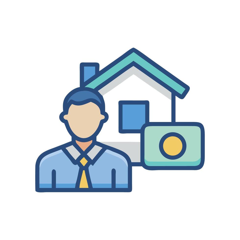 Real estate agent icon with house and money vector