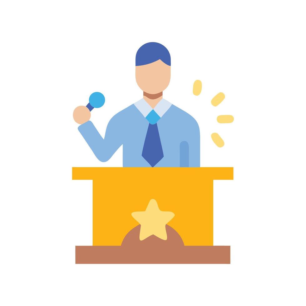 Man giving a speech at a podium illustration vector