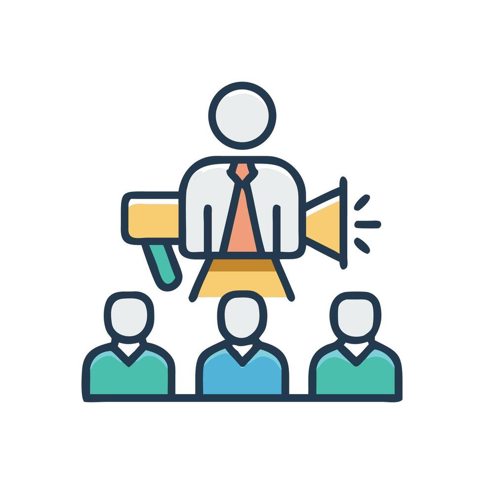 Effective Communication Speaker Amplifying Voice to Audience Icon vector