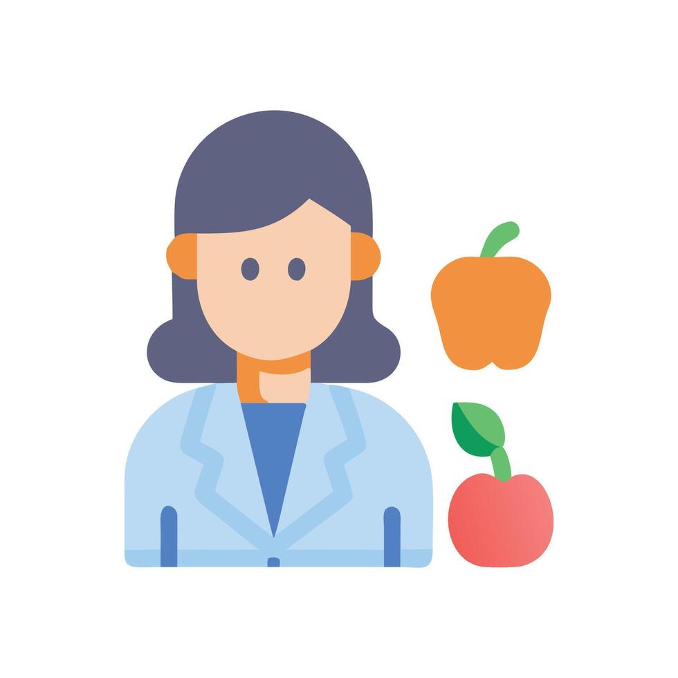 Nutritionist or Dietitian with Healthy Food Choices Icons vector
