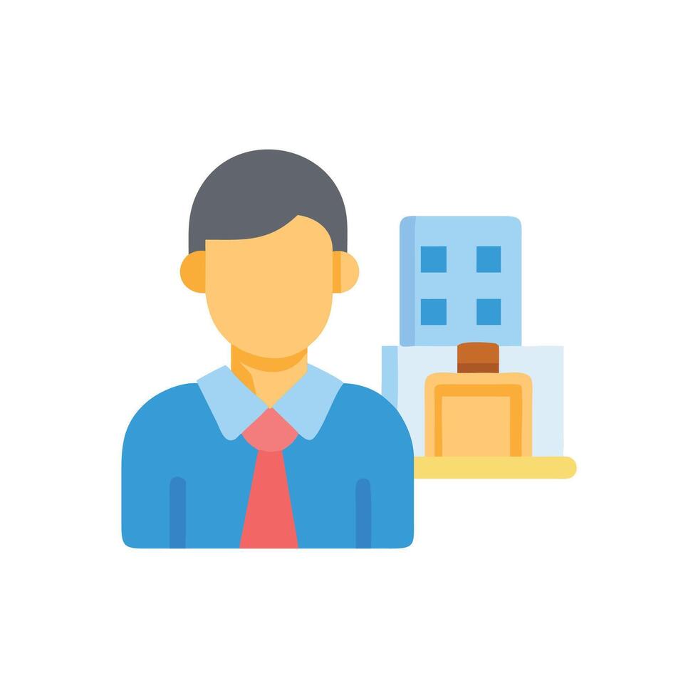 Businessman with building in the background illustration vector