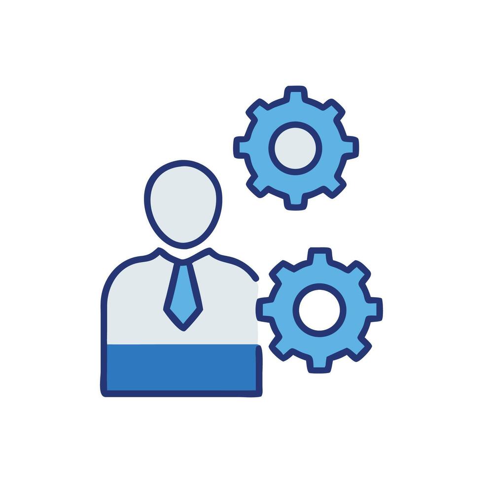 Business automation process management worker icon illustration vector