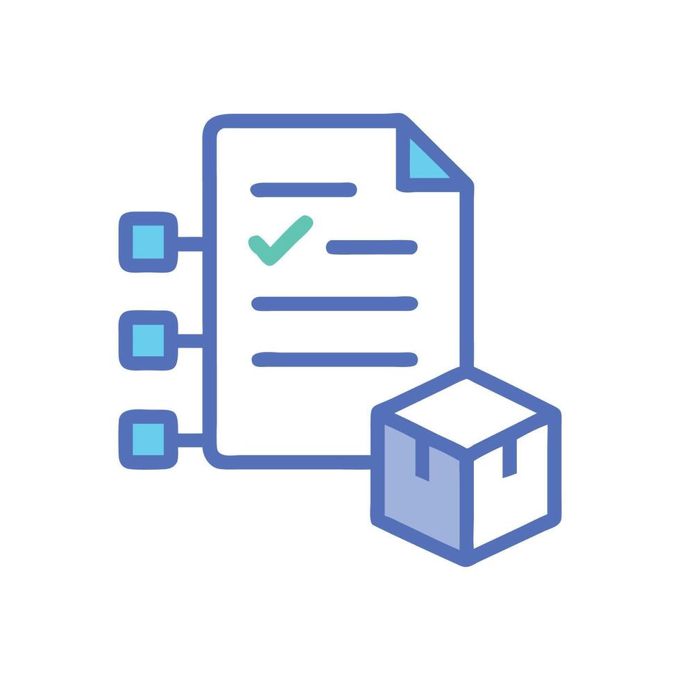 Supply chain management checklist with box and flowchart vector