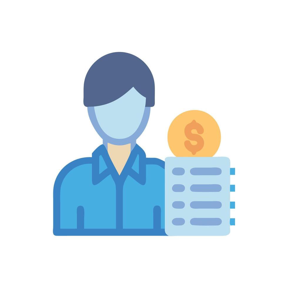 Person with invoice and dollar coin illustration vector