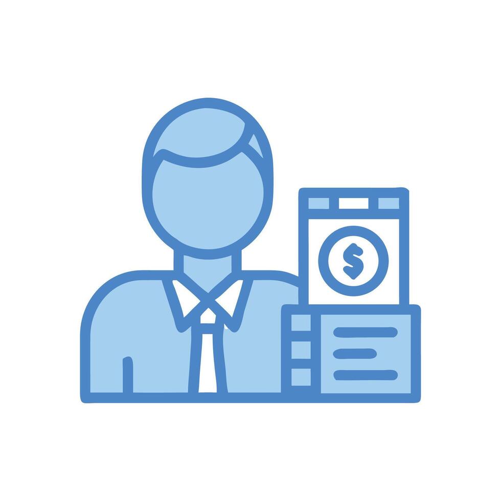 Financial advisor icon, businessman with dollar document, accounting vector