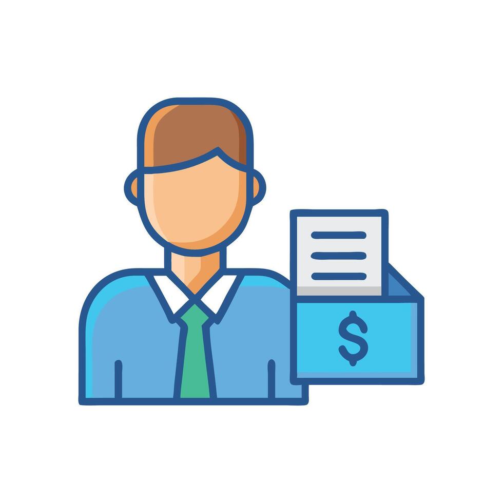 Financial Advisor With Money Document And Dollar Sign vector