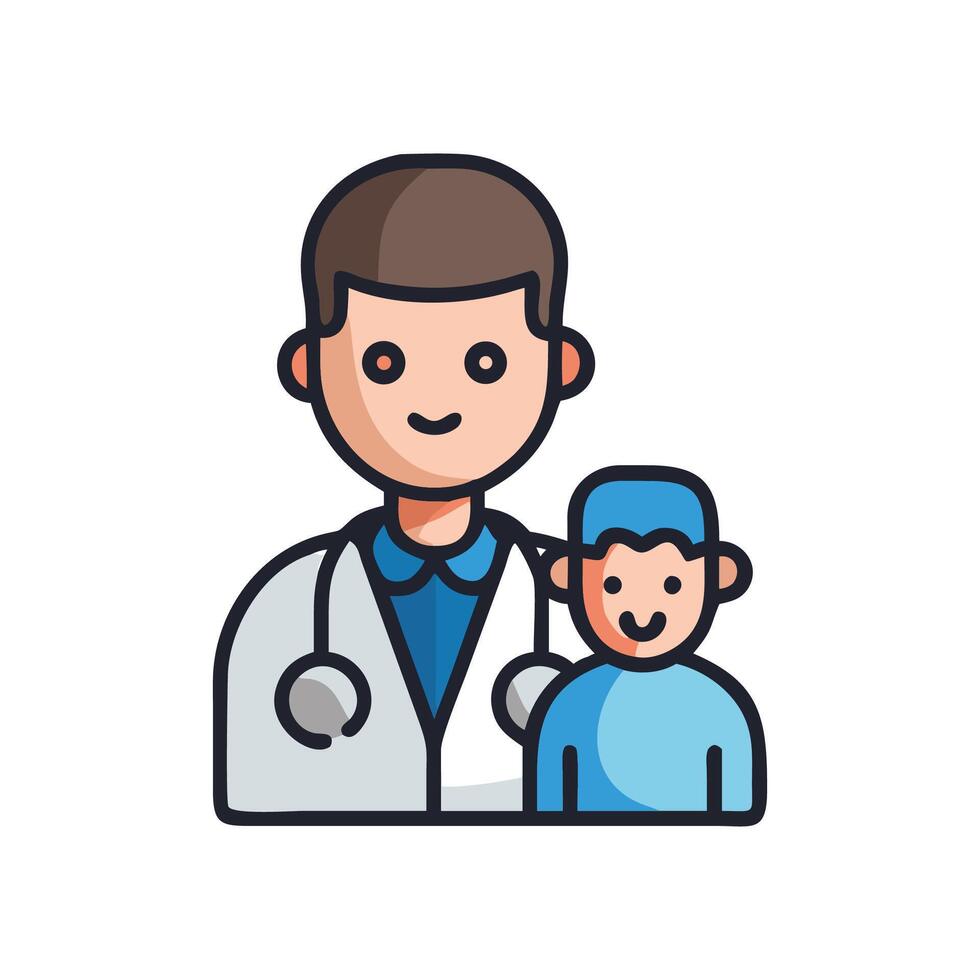 Cartoon doctor with child illustration for healthcare concept vector