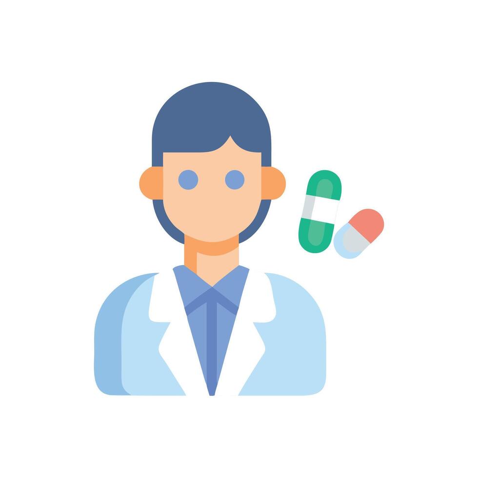 Medical professional icon with prescription pills on black vector
