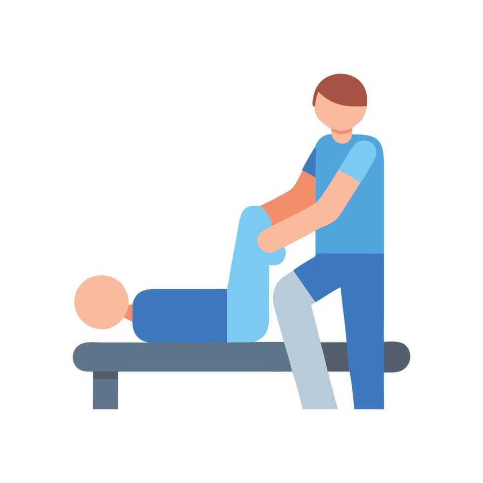 Physical therapy illustration with therapist and patient on table vector