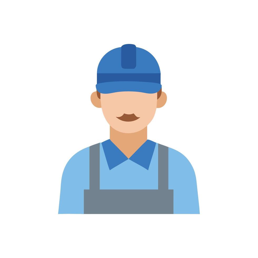 Illustration of a blueclad worker wearing a hardhat. vector